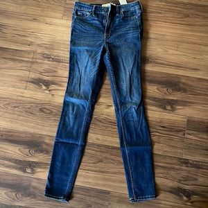 High rise dark wash skinny jeans